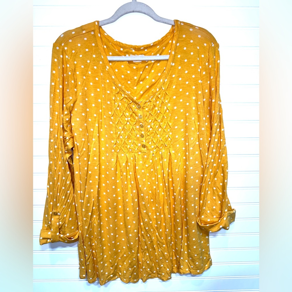 Kim Rogers Mustard Yellow Polka Dot Long Sleeve Tunic